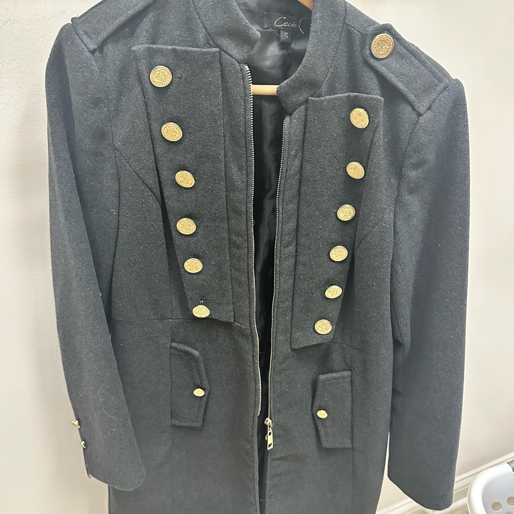 Cecico Black and Gold Military Field Jacket